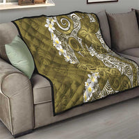 Gold Polynesian Tribal Frangipani Tropical Vibe Quilt