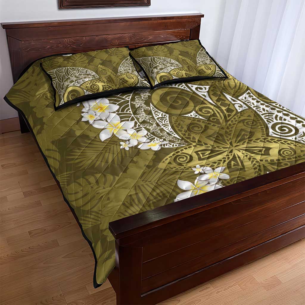 Gold Polynesian Tribal Frangipani Tropical Vibe Quilt Bed Set LT14 - Polynesian Pride