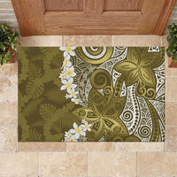 Gold Polynesian Tribal Frangipani Tropical Vibe Rubber Doormat