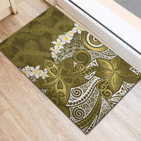Gold Polynesian Tribal Frangipani Tropical Vibe Rubber Doormat