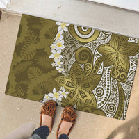 Gold Polynesian Tribal Frangipani Tropical Vibe Rubber Doormat