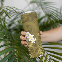 Gold Polynesian Tribal Frangipani Tropical Vibe Skinny Tumbler