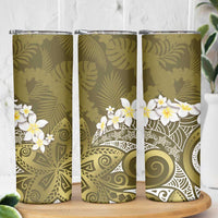 Gold Polynesian Tribal Frangipani Tropical Vibe Skinny Tumbler
