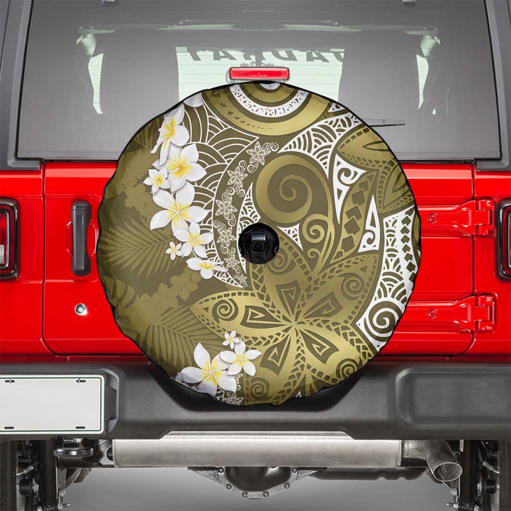 Gold Polynesian Tribal Frangipani Tropical Vibe Spare Tire Cover LT14 - Polynesian Pride
