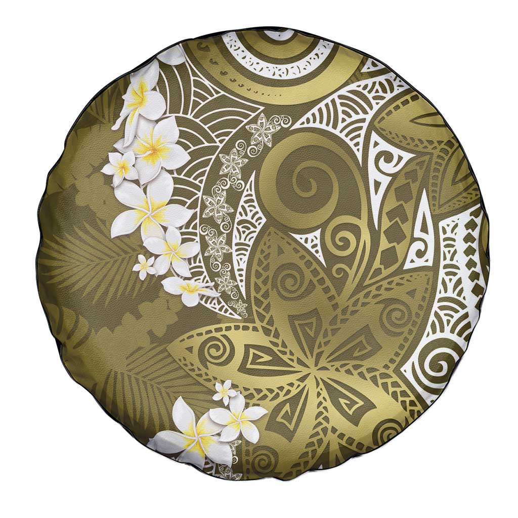 Gold Polynesian Tribal Frangipani Tropical Vibe Spare Tire Cover LT14 - Polynesian Pride