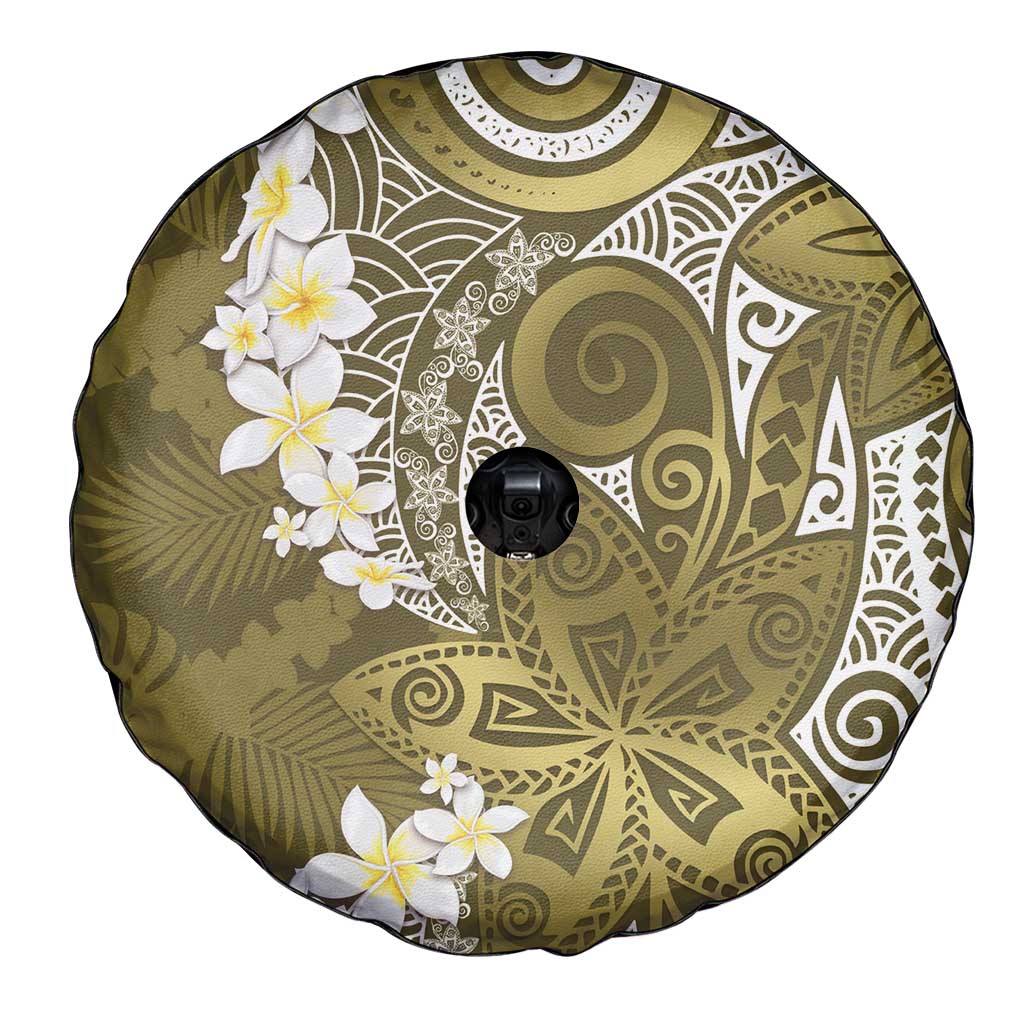 Gold Polynesian Tribal Frangipani Tropical Vibe Spare Tire Cover LT14 - Polynesian Pride