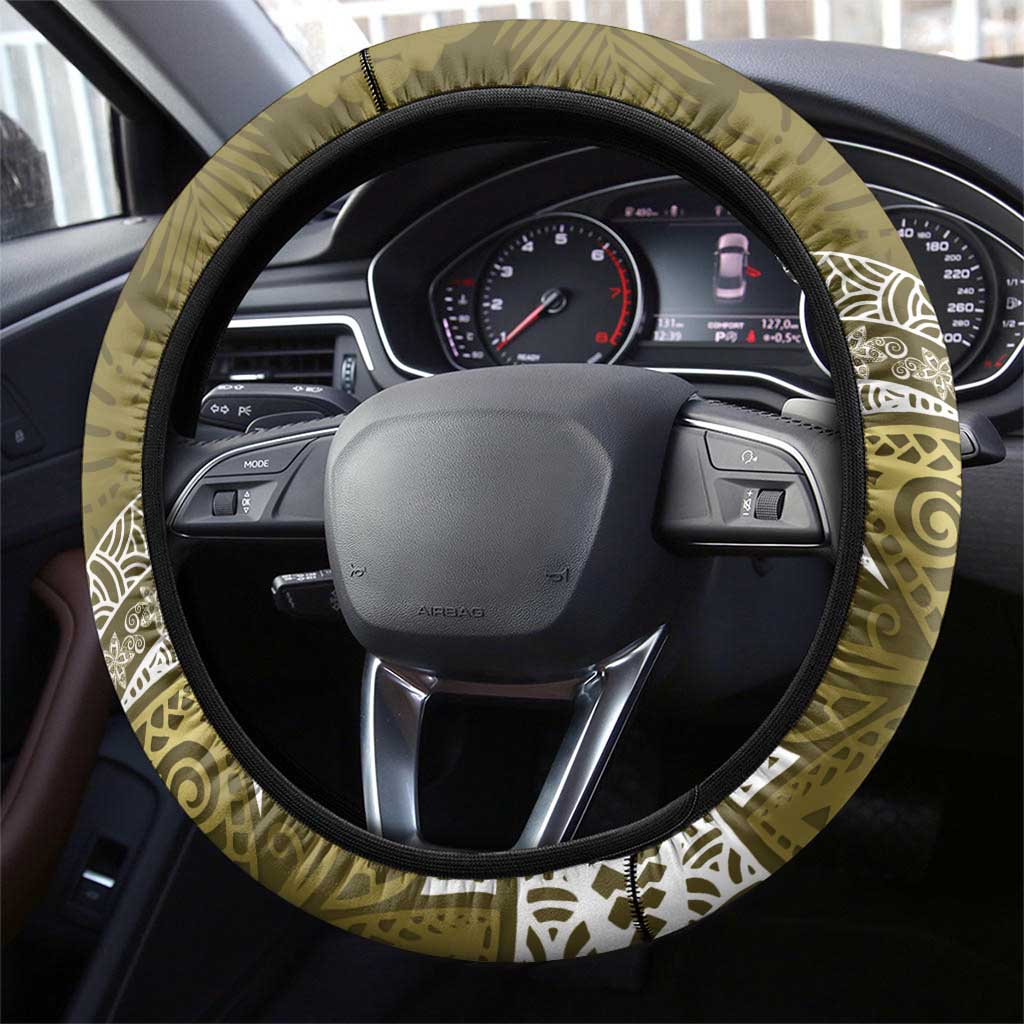 Gold Polynesian Tribal Frangipani Tropical Vibe Steering Wheel Cover LT14 - Polynesian Pride