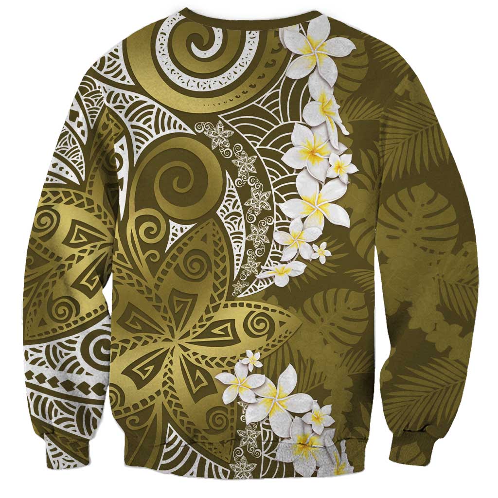 Gold Polynesian Tribal Frangipani Tropical Vibe Sweatshirt LT14 - Polynesian Pride