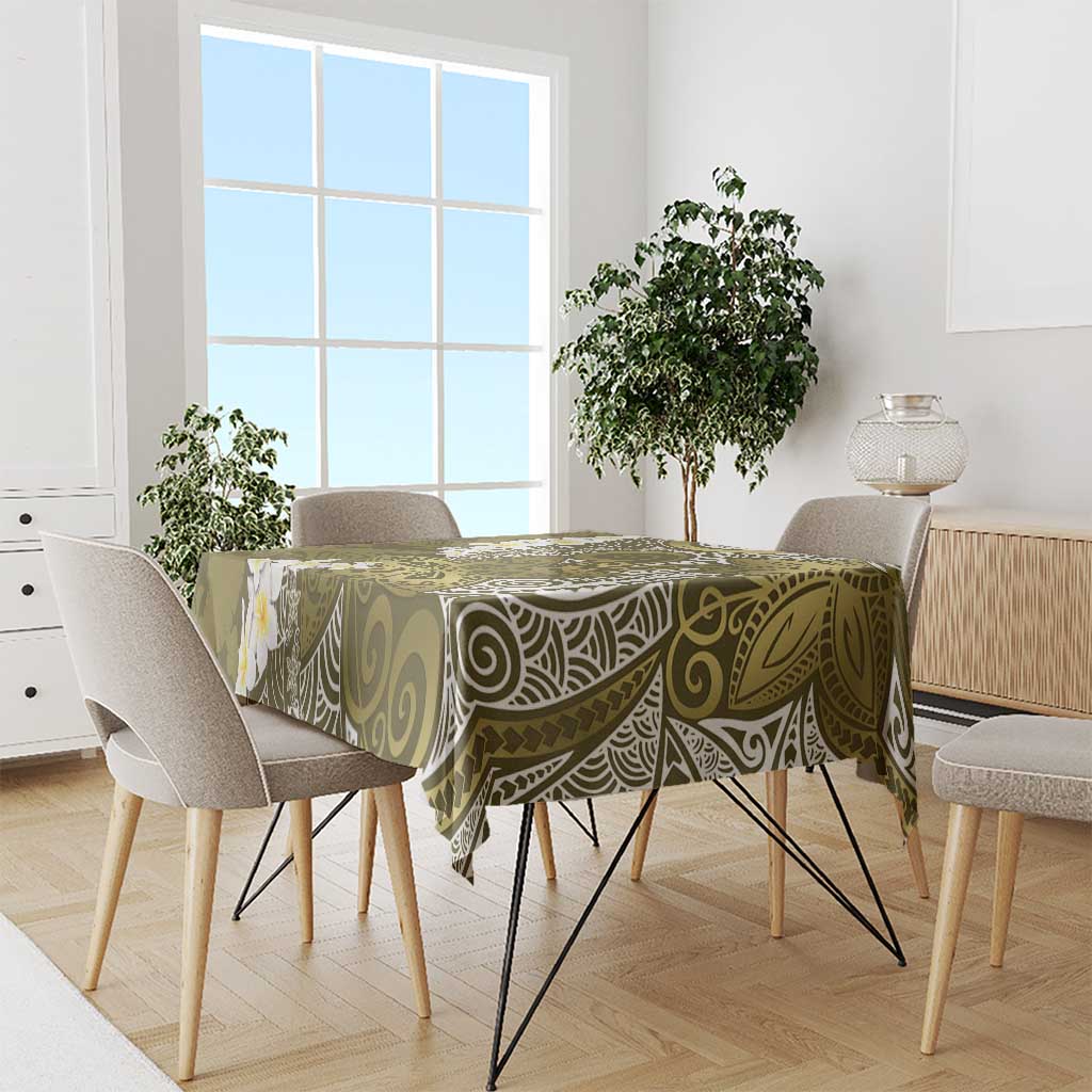 Gold Polynesian Tribal Frangipani Tropical Vibe Tablecloth LT14 - Polynesian Pride