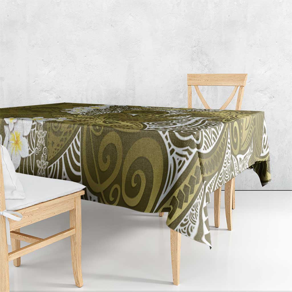 Gold Polynesian Tribal Frangipani Tropical Vibe Tablecloth LT14 - Polynesian Pride