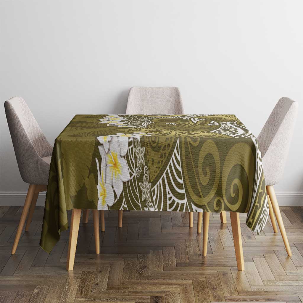 Gold Polynesian Tribal Frangipani Tropical Vibe Tablecloth LT14 - Polynesian Pride