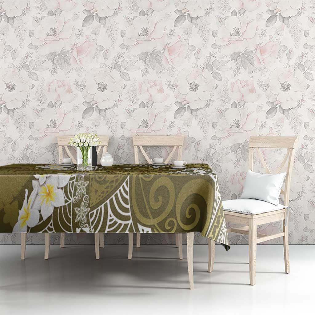 Gold Polynesian Tribal Frangipani Tropical Vibe Tablecloth LT14 - Polynesian Pride