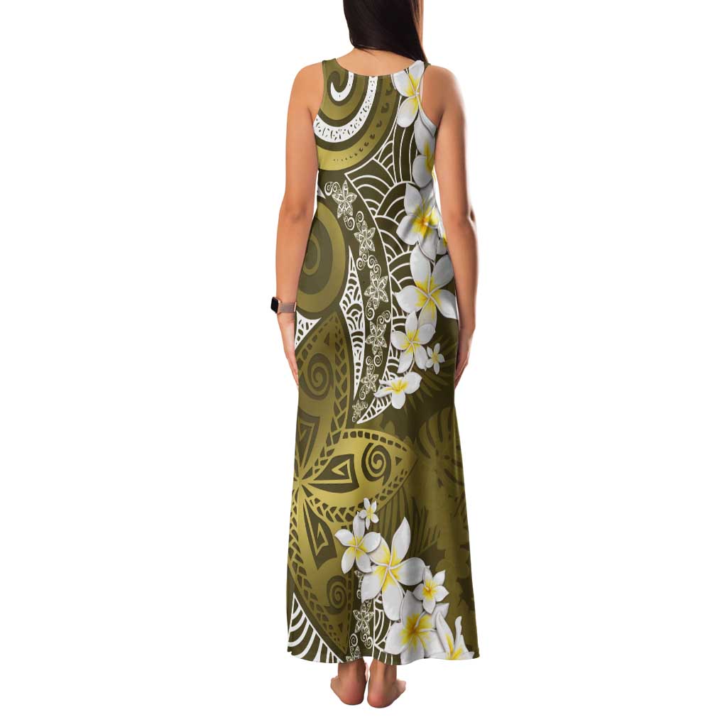 Gold Polynesian Tribal Frangipani Tropical Vibe Tank Maxi Dress LT14 - Polynesian Pride