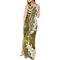 Gold Polynesian Tribal Frangipani Tropical Vibe Tank Maxi Dress LT14 - Polynesian Pride