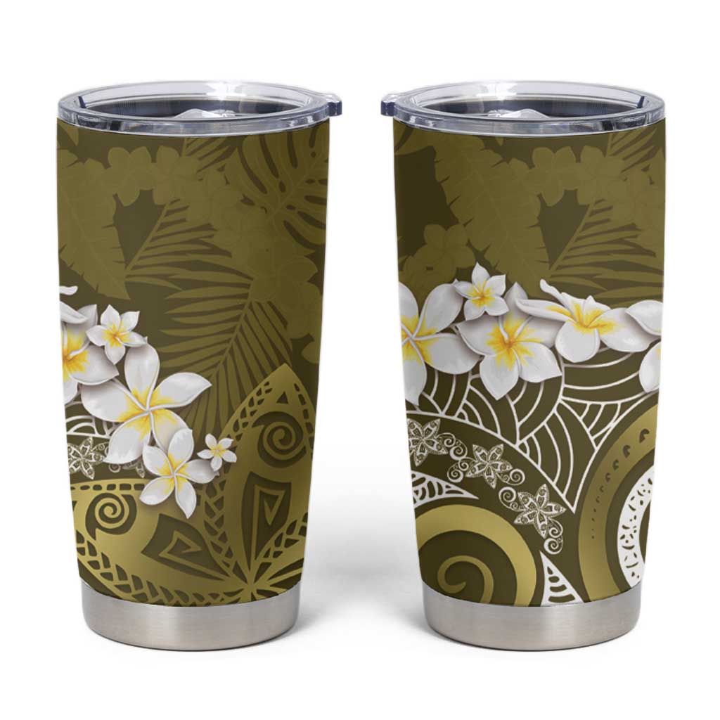 Gold Polynesian Tribal Frangipani Tropical Vibe Tumbler Cup LT14 Gold - Polynesian Pride
