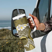Gold Polynesian Tribal Frangipani Tropical Vibe Tumbler With Handle LT14 - Polynesian Pride