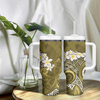 Gold Polynesian Tribal Frangipani Tropical Vibe Tumbler With Handle LT14 - Polynesian Pride
