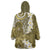 Gold Polynesian Tribal Frangipani Tropical Vibe Wearable Blanket Hoodie