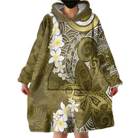 Gold Polynesian Tribal Frangipani Tropical Vibe Wearable Blanket Hoodie LT14 - Polynesian Pride