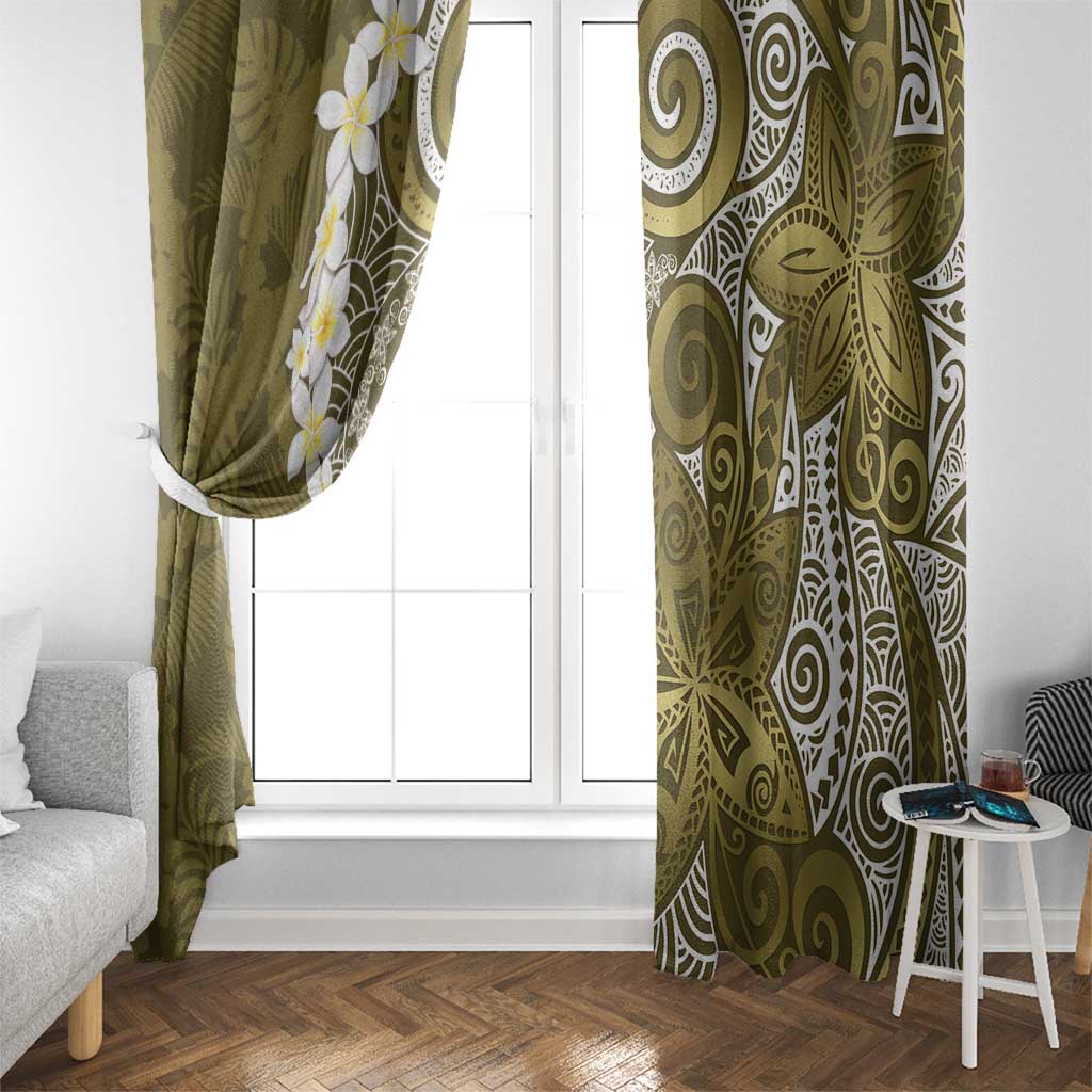 Gold Polynesian Tribal Frangipani Tropical Vibe Window Curtain LT14 - Polynesian Pride