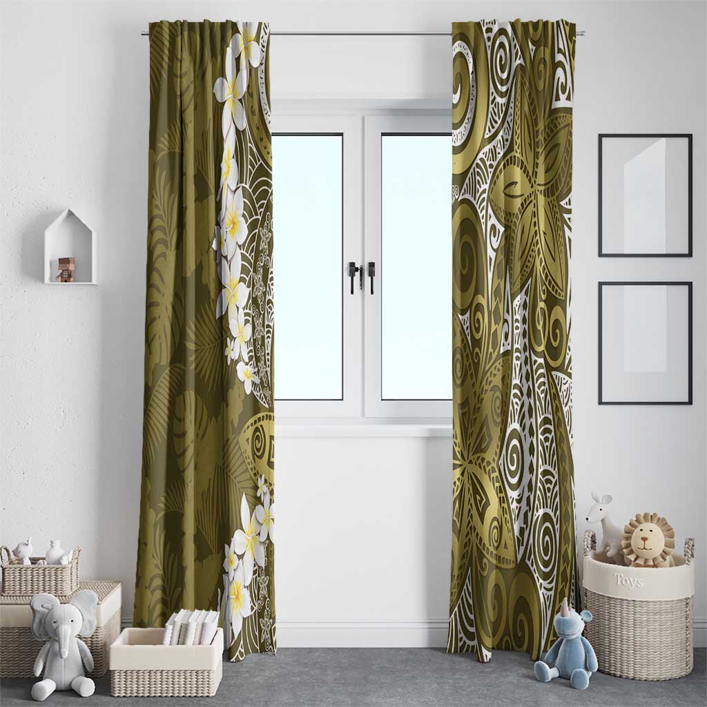 Gold Polynesian Tribal Frangipani Tropical Vibe Window Curtain LT14 - Polynesian Pride