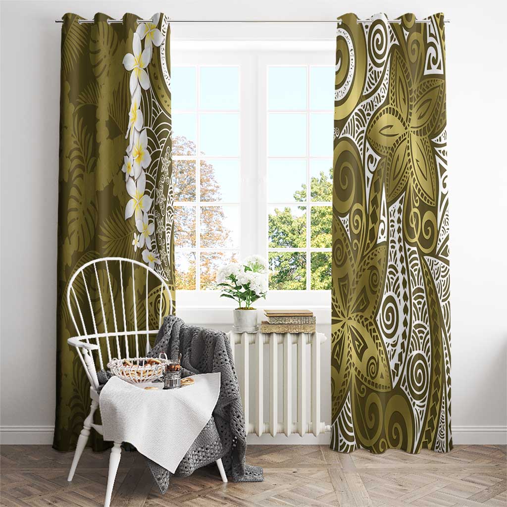 Gold Polynesian Tribal Frangipani Tropical Vibe Window Curtain LT14 - Polynesian Pride