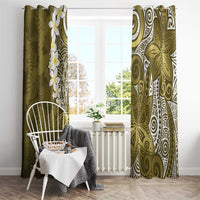 Gold Polynesian Tribal Frangipani Tropical Vibe Window Curtain LT14 - Polynesian Pride