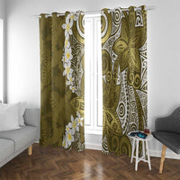 Gold Polynesian Tribal Frangipani Tropical Vibe Window Curtain LT14 With Grommets Gold - Polynesian Pride
