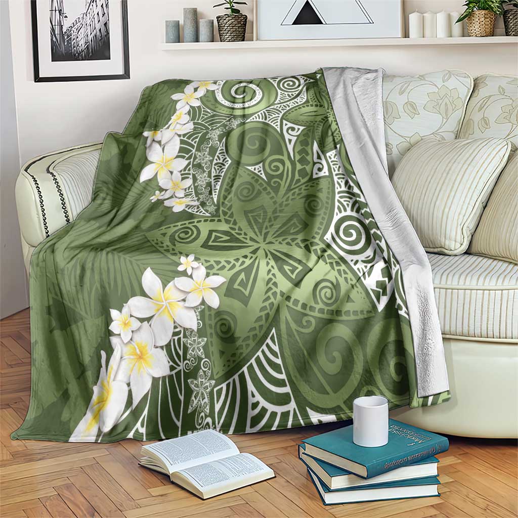 Green Polynesian Tribal Frangipani Tropical Vibe Blanket LT14 Green - Polynesian Pride