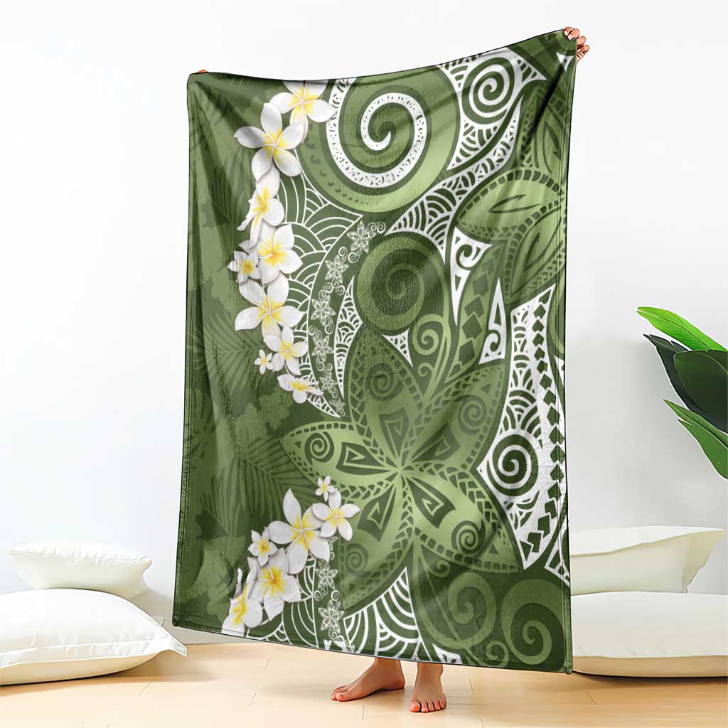 Green Polynesian Tribal Frangipani Tropical Vibe Blanket LT14 - Polynesian Pride