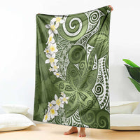 Green Polynesian Tribal Frangipani Tropical Vibe Blanket LT14 - Polynesian Pride
