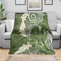 Green Polynesian Tribal Frangipani Tropical Vibe Blanket LT14 - Polynesian Pride