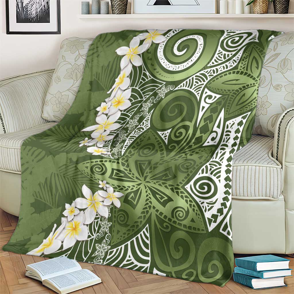 Green Polynesian Tribal Frangipani Tropical Vibe Blanket LT14 - Polynesian Pride