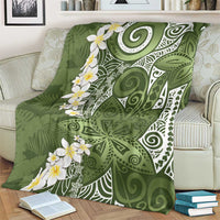 Green Polynesian Tribal Frangipani Tropical Vibe Blanket LT14 - Polynesian Pride