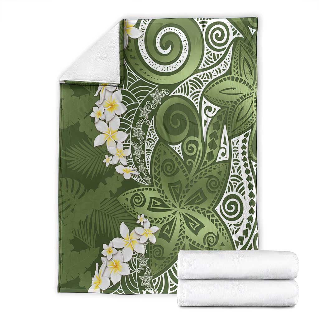Green Polynesian Tribal Frangipani Tropical Vibe Blanket LT14 - Polynesian Pride