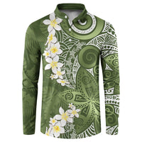 Green Polynesian Tribal Frangipani Tropical Vibe Button Sweatshirt LT14 Green - Polynesian Pride