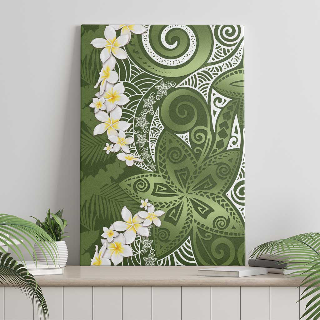 Green Polynesian Tribal Frangipani Tropical Vibe Canvas Wall Art LT14 - Polynesian Pride