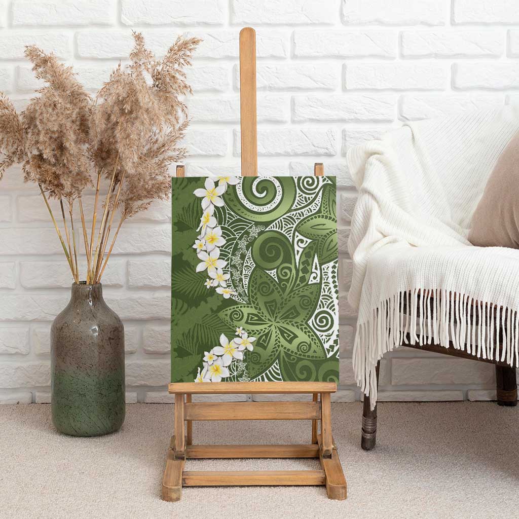 Green Polynesian Tribal Frangipani Tropical Vibe Canvas Wall Art LT14 - Polynesian Pride