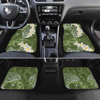 Green Polynesian Tribal Frangipani Tropical Vibe Car Mats LT14 Set 4pcs Green - Polynesian Pride