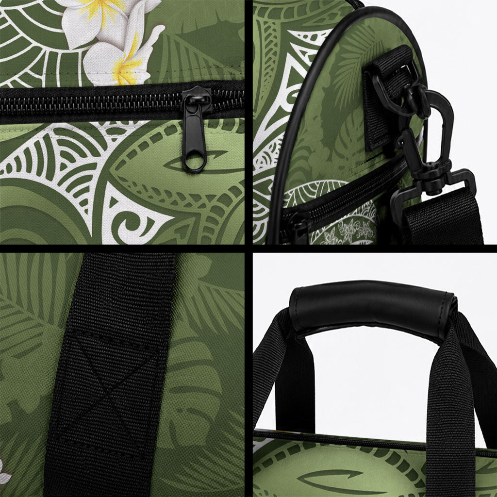 Green Polynesian Tribal Frangipani Tropical Vibe Duffle Bag LT14 - Polynesian Pride