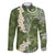 Green Polynesian Tribal Frangipani Tropical Vibe Family Matching Long Sleeve Bodycon Dress and Hawaiian Shirt