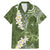 Green Polynesian Tribal Frangipani Tropical Vibe Family Matching Mermaid Dress and Hawaiian Shirt