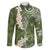 Green Polynesian Tribal Frangipani Tropical Vibe Family Matching Off Shoulder Maxi Dress and Hawaiian Shirt