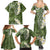 Green Polynesian Tribal Frangipani Tropical Vibe Family Matching Summer Maxi Dress and Hawaiian Shirt