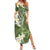 Green Polynesian Tribal Frangipani Tropical Vibe Family Matching Summer Maxi Dress and Hawaiian Shirt