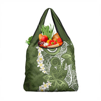 Green Polynesian Tribal Frangipani Tropical Vibe Grocery Bag LT14 1-pack One Size Green - Polynesian Pride