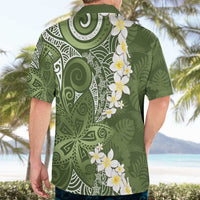 Green Polynesian Tribal Frangipani Tropical Vibe Hawaiian Shirt