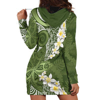 Green Polynesian Tribal Frangipani Tropical Vibe Hoodie Dress LT14 - Polynesian Pride