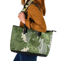 Green Polynesian Tribal Frangipani Tropical Vibe Leather Tote Bag LT14 Green - Polynesian Pride