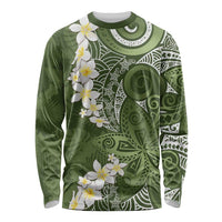 Green Polynesian Tribal Frangipani Tropical Vibe Long Sleeve Shirt LT14 Unisex Green - Polynesian Pride